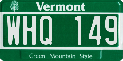 VT license plate WHQ149