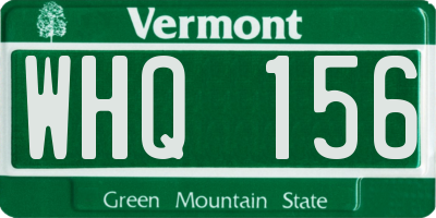 VT license plate WHQ156
