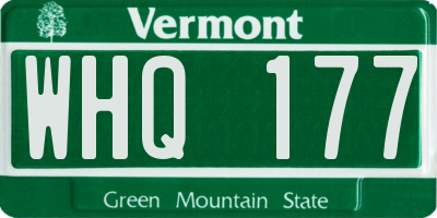 VT license plate WHQ177