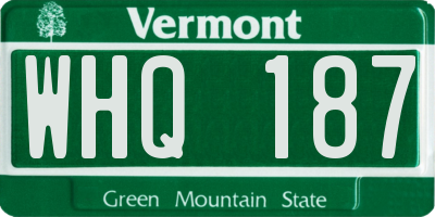 VT license plate WHQ187