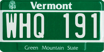 VT license plate WHQ191