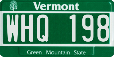 VT license plate WHQ198