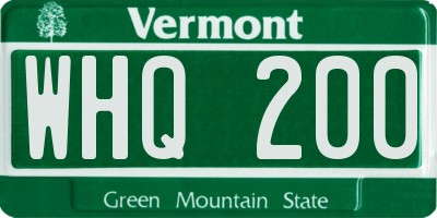 VT license plate WHQ200