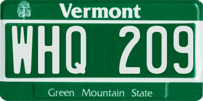 VT license plate WHQ209