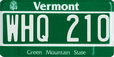 VT license plate WHQ210