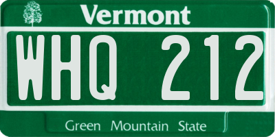 VT license plate WHQ212