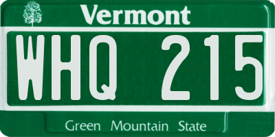 VT license plate WHQ215
