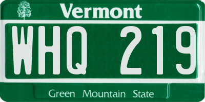 VT license plate WHQ219