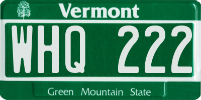 VT license plate WHQ222