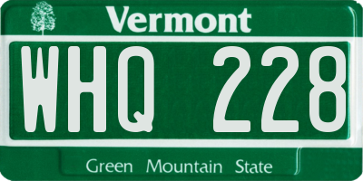 VT license plate WHQ228