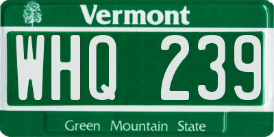 VT license plate WHQ239