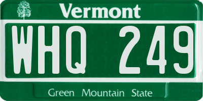 VT license plate WHQ249