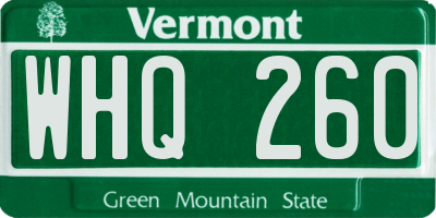 VT license plate WHQ260