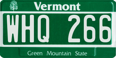 VT license plate WHQ266
