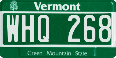 VT license plate WHQ268