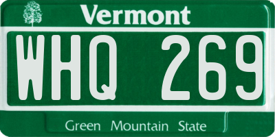 VT license plate WHQ269