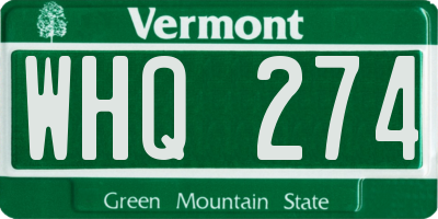 VT license plate WHQ274