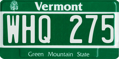 VT license plate WHQ275