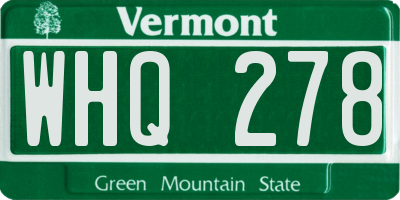 VT license plate WHQ278