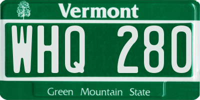 VT license plate WHQ280