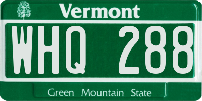 VT license plate WHQ288