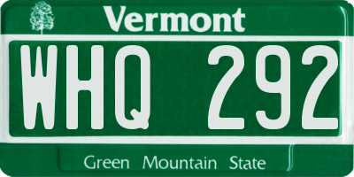 VT license plate WHQ292
