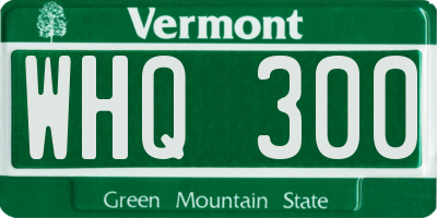 VT license plate WHQ300