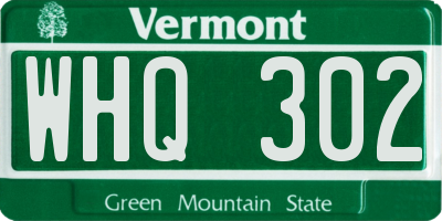 VT license plate WHQ302