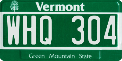 VT license plate WHQ304