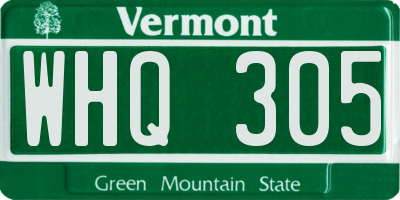 VT license plate WHQ305