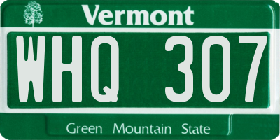 VT license plate WHQ307