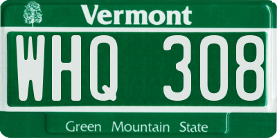 VT license plate WHQ308