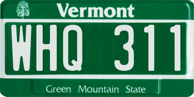 VT license plate WHQ311