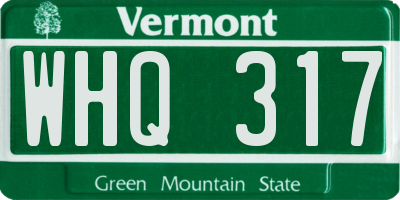 VT license plate WHQ317