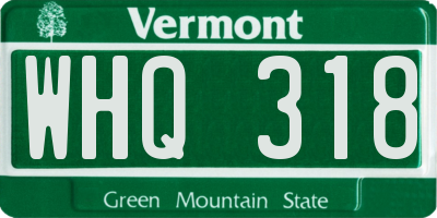 VT license plate WHQ318
