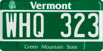 VT license plate WHQ323