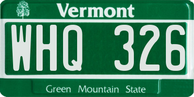 VT license plate WHQ326