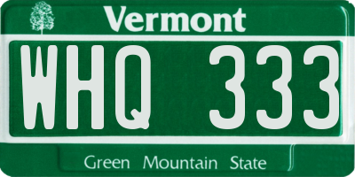 VT license plate WHQ333