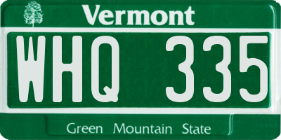 VT license plate WHQ335