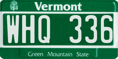VT license plate WHQ336