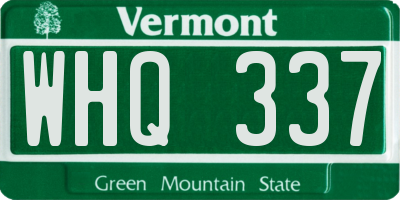 VT license plate WHQ337