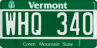 VT license plate WHQ340