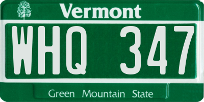 VT license plate WHQ347