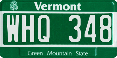 VT license plate WHQ348