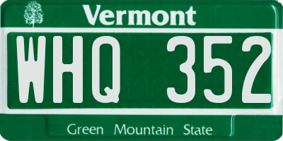 VT license plate WHQ352
