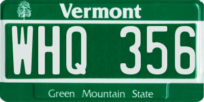 VT license plate WHQ356