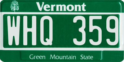 VT license plate WHQ359