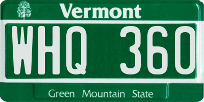 VT license plate WHQ360