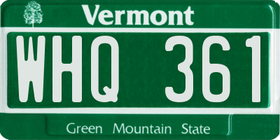 VT license plate WHQ361
