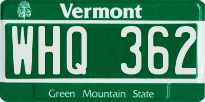 VT license plate WHQ362
